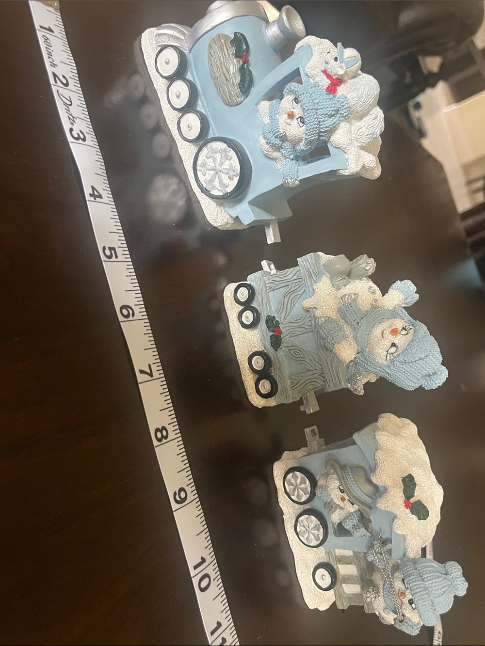 Encore Light Blue Snowman Train Trio with White Accents
